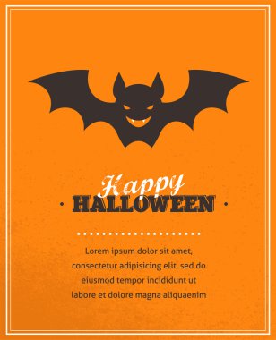 Cadılar Bayramı yarasa silueti ile şirin bir poster. vektör çizim