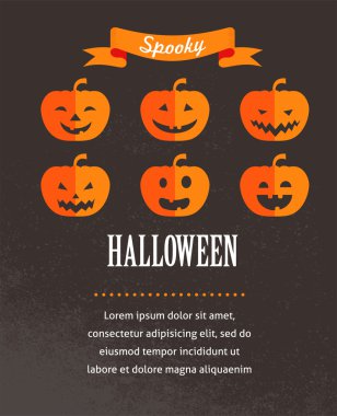 Halloween pumpkins ile sevimli bir poster. vektör çizim