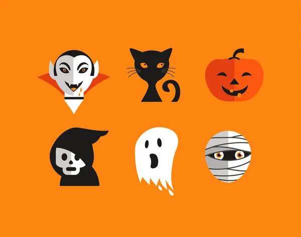 Halloween cute set of icons — Stock Vector