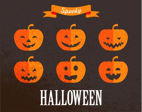 Halloween söt uppsättning pumpa ikoner — Stock vektor
