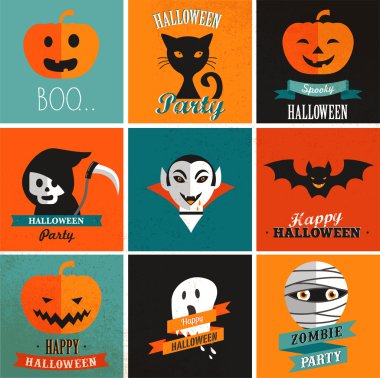 Cadılar Bayramı sevimli simge kümesi