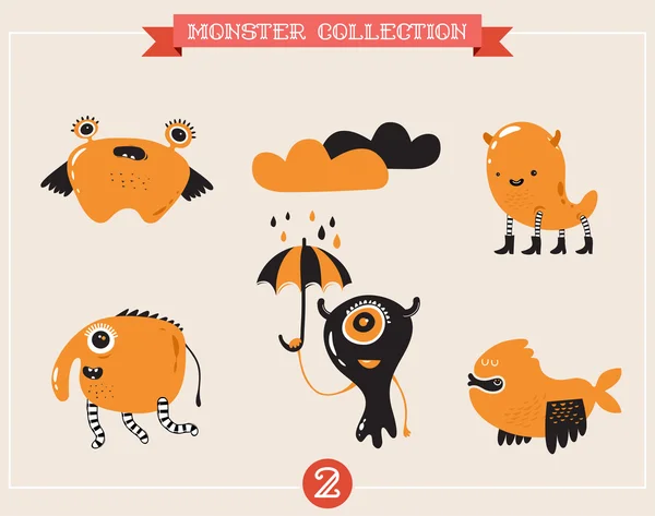 Monstres mignons, ensemble d'illustrations vectorielles — Image vectorielle