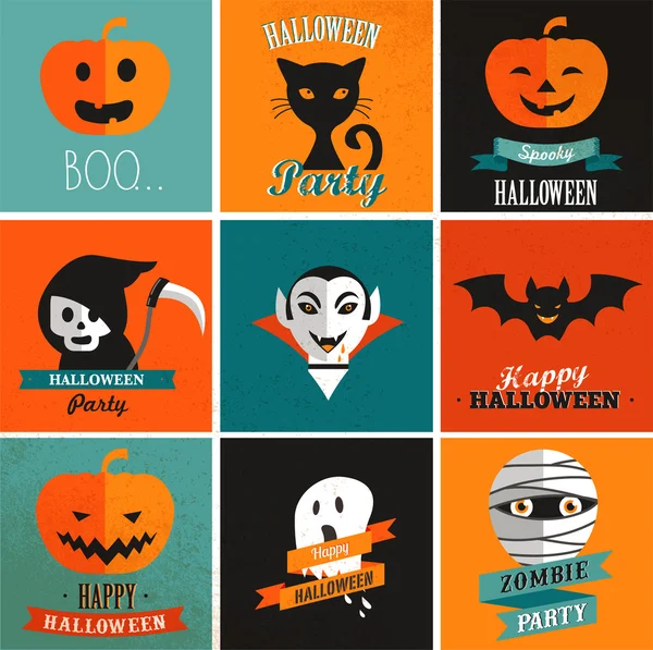 Halloween lindo conjunto de iconos — Vector de stock