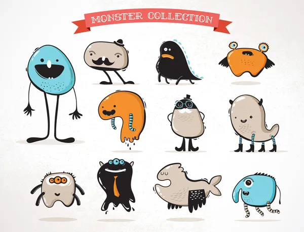 Monstruos lindos, conjunto de ilustraciones vectoriales — Vector de stock