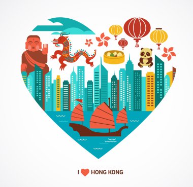 Hong kong aşk arka plan ve vektör çizimi