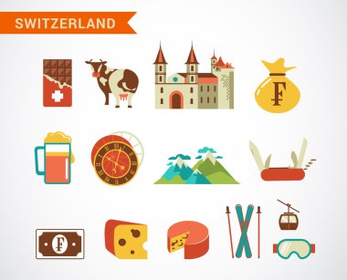 İsviçre - vector Icons set
