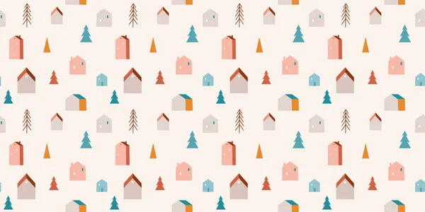 Winter, Christmas seamless pattern design, Boho, Bohemian modern style — Stock Vector