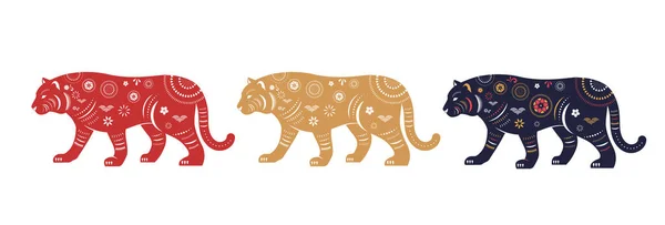Nouvel an chinois 2022 année du tigre - symbole du zodiaque chinois, concept du Nouvel An lunaire, design d'arrière-plan moderne — Image vectorielle