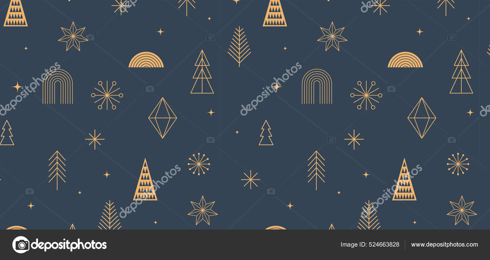 Simple Christmas background, golden geometric minimalist elements