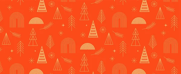 Fondo simple de Navidad, elementos minimalistas geométricos dorados e iconos. Feliz año nuevo banner. Árbol de Navidad, copos de nieve, elementos decorativos. Diseño de concepto limpio retro — Archivo Imágenes Vectoriales