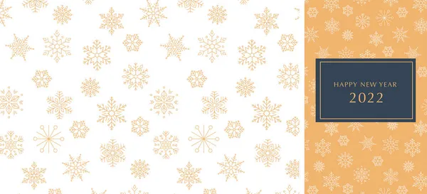 Einfacher Weihnachtshintergrund, geometrisch minimalistisches Muster mit goldenen Schneeflocken. Retro-Weihnachtskonzeption — Stockvektor