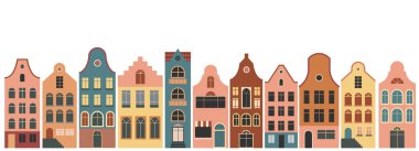 Hollanda Evleri, Amsterdam geleneksel renkli evler, mimari çizimler