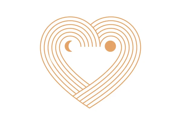 Minimalist μποέμ Ημέρα του Αγίου Βαλεντίνου ευχετήρια κάρτα, εκτυπώσεις τέχνης τοίχου. Καρδιά, ήλιος, φεγγάρι και ουράνιο τόξο, πρότυπα σχεδιασμού, γεωμετρικά αφηρημένα στοιχεία σχεδιασμού για τη διακόσμηση — Διανυσματικό Αρχείο