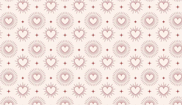 Minimalist Bohemian Valentines day background, pattern. Geometric line art style hearts design template, geometric abstract design elements for decoration — Stock Vector