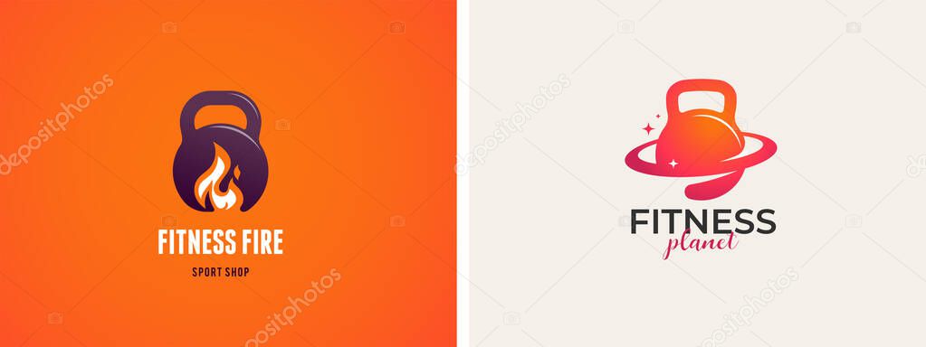 Fitness, Gym, workout and personal trainer logo. Trendy modern style symbol and icon. Vector illustration
