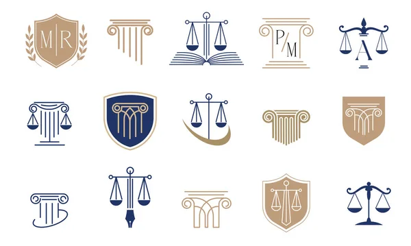 Échelle collection d'icônes. Droit, finance, avocat et design de logo d'entreprise. Luxe, design moderne et élégant — Image vectorielle