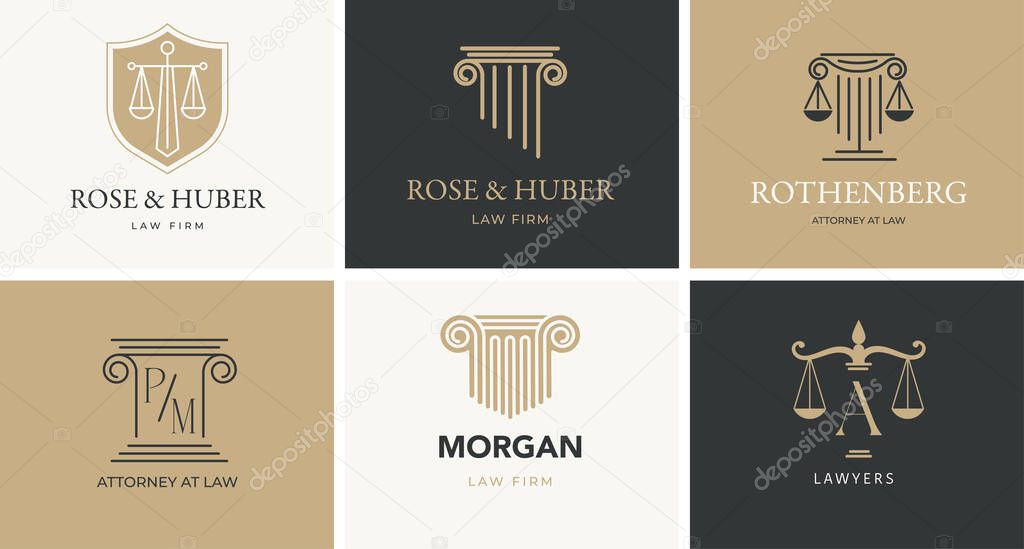 Law, finance, attorney and business logo design. Luxury, elegant modern concept design. Vector illustration