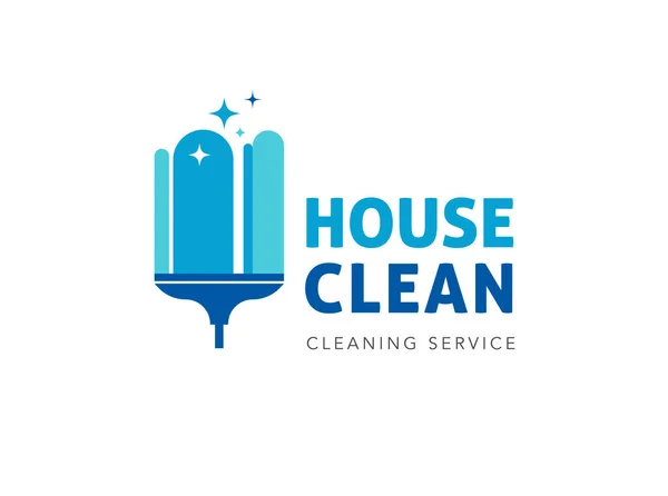 Logotipo de serviços de limpeza em cores azuis —  Vetores de Stock