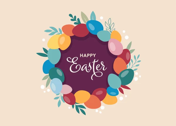 Veselé Velikonoce Plakát Přání Pozdravu Trendy Velikonoční Design Typografií Králíčci — Stockový vektor