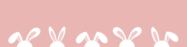 Feliz Pascua, cartel, tarjeta de felicitación. Diseño de Pascua de moda con tipografía, conejos, flores, huevos, orejas de conejo, en colores pastel. Estilo minimalista moderno — Vector de stock