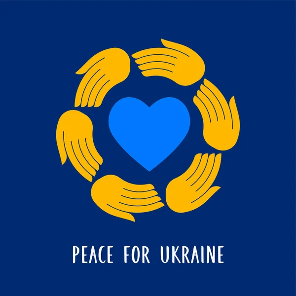 Létající pták, holubice jako symbol míru. Podpora Ukrajiny, Stand with Ukraine banner and poster in yellow and blue colors — Stockový vektor