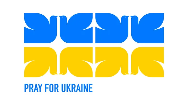 Létající pták, holubice jako symbol míru. Podpora Ukrajiny, Stand with Ukraine banner and poster in yellow and blue colors — Stockový vektor