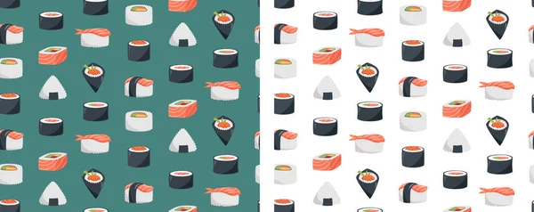 Nahtloses Muster Mit Sushi Design Niedliche Sammlung Von Vektorillustrationen — Stockvektor