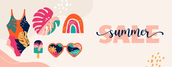 Abstract Banner Design Summer Sale Social Media Promotional Content Vector — Stock vektor