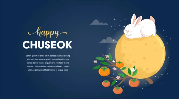 Mid Autumn Festival Concept Design Cute Rabbits Bunnies Moon Illustrations — Stockvector
