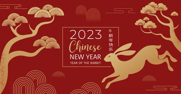 Chinese New Year 2023 Year Rabbit Chinese Zodiac Symbol Lunar —  Vetores de Stock