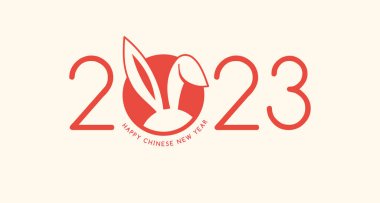 Chinese new year 2023 year of the rabbit - Chinese zodiac symbol, Lunar new year concept, modern red and white background design.