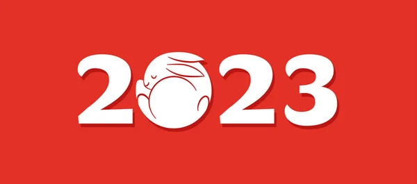 Chinese New Year 2023 Year Rabbit Chinese Zodiac Symbol Lunar — Stok Vektör