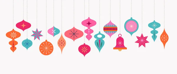 Colección Iconos Elementos Diseño Vectorial Decoraciones Navideñas Retro Para Año — Archivo Imágenes Vectoriales