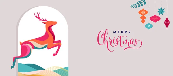 Kleurrijke Rendieren Vrolijk Kerstfeest Achtergrond Verpakking Ontwerp Vector Illustratie — Stockvector