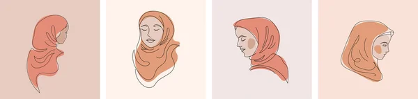 Femmes Dans Collection Hijab Logo Vectoriel Modèles Conception Marque Dans — Image vectorielle