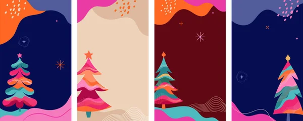 Kleurrijke Kerstboom Achtergronden Voor Social Media Stories Packaging Design Vector — Stockvector