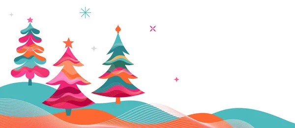 Colorful Christmas Trees Background Packaging Design Vector Illustration — Stock Vector