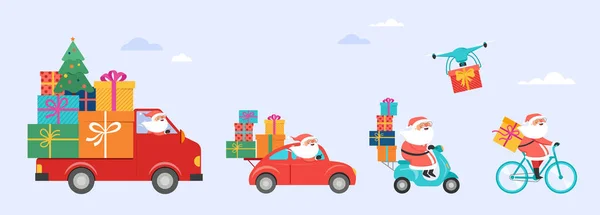 Weihnachten Und Feiertage Online Lieferservice Konzept Online Bestellverfolgung Lieferung Nach — Stockvektor