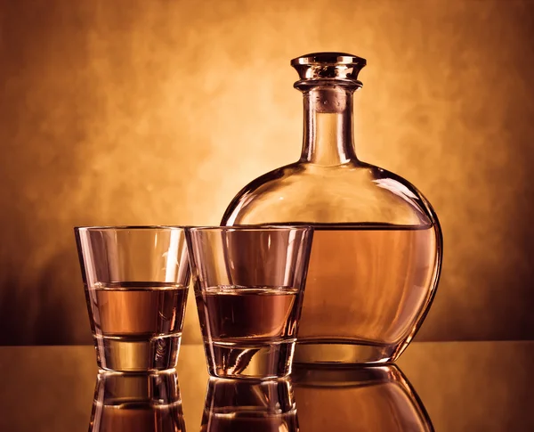 Bottle with two glassses — Stock Photo, Image