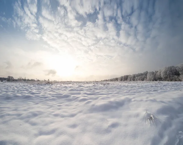 Winterlandschaft Auf Dem Land Einem Sonnigen Tag — Stockfoto