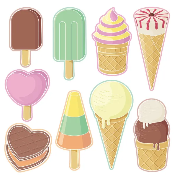 Icônes de crème glacée — Image vectorielle
