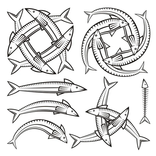 Ryby ikony — Stockový vektor