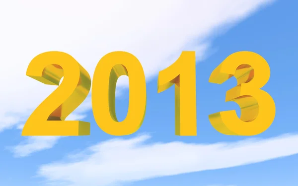Jaar 2013 gouden & bewolkte hemel — Stockfoto