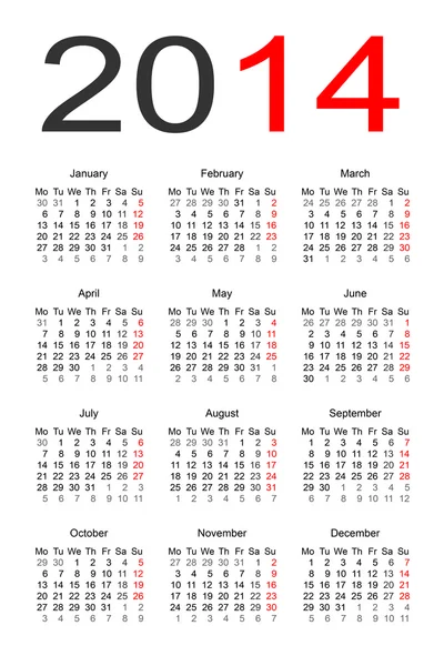 Calendrier 2014 — Image vectorielle