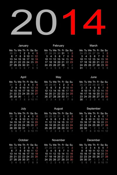 Kalender 2014 — Stockvektor