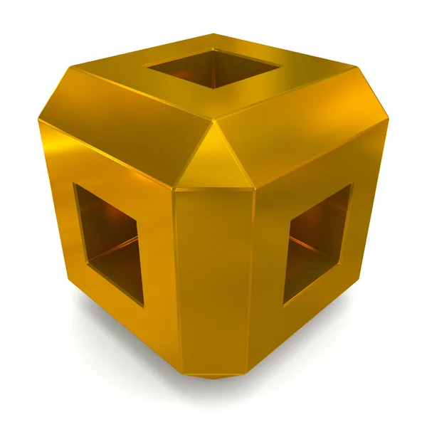 Cube 3d golden — Stock Photo, Image