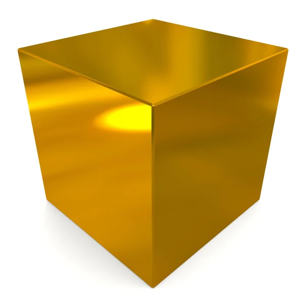 Kubus 3d gouden — Stockfoto