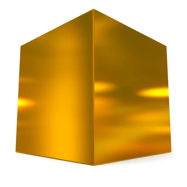 Cubo 3d dorato — Foto Stock