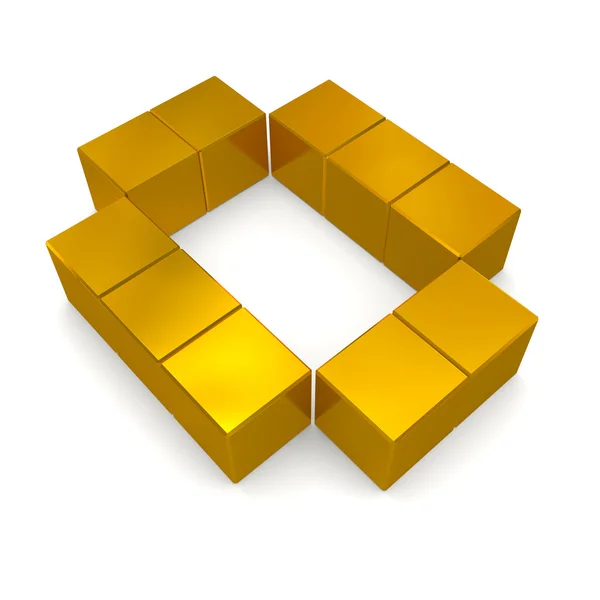 Número 0 cúbico de ouro — Fotografia de Stock