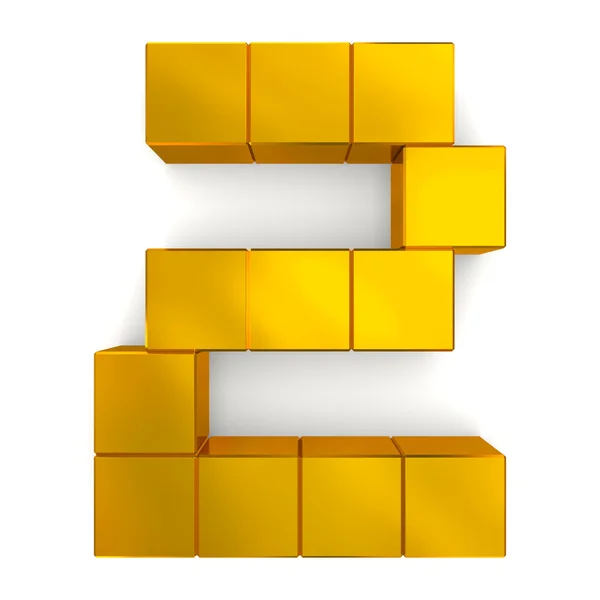 Number 2 cubic golden — Stock Photo, Image